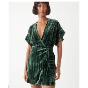 & Other Stories Forest Green Velvet Wrap Dress US 4